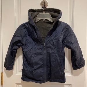 Arctic Plain Fleece Lined Rain coat Jacket Hood Pocket Blue Grey ￼Reversible